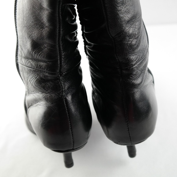 Moda In Pelle Tall Ruched Leather Boots Sz 37 - Picture 7 of 8